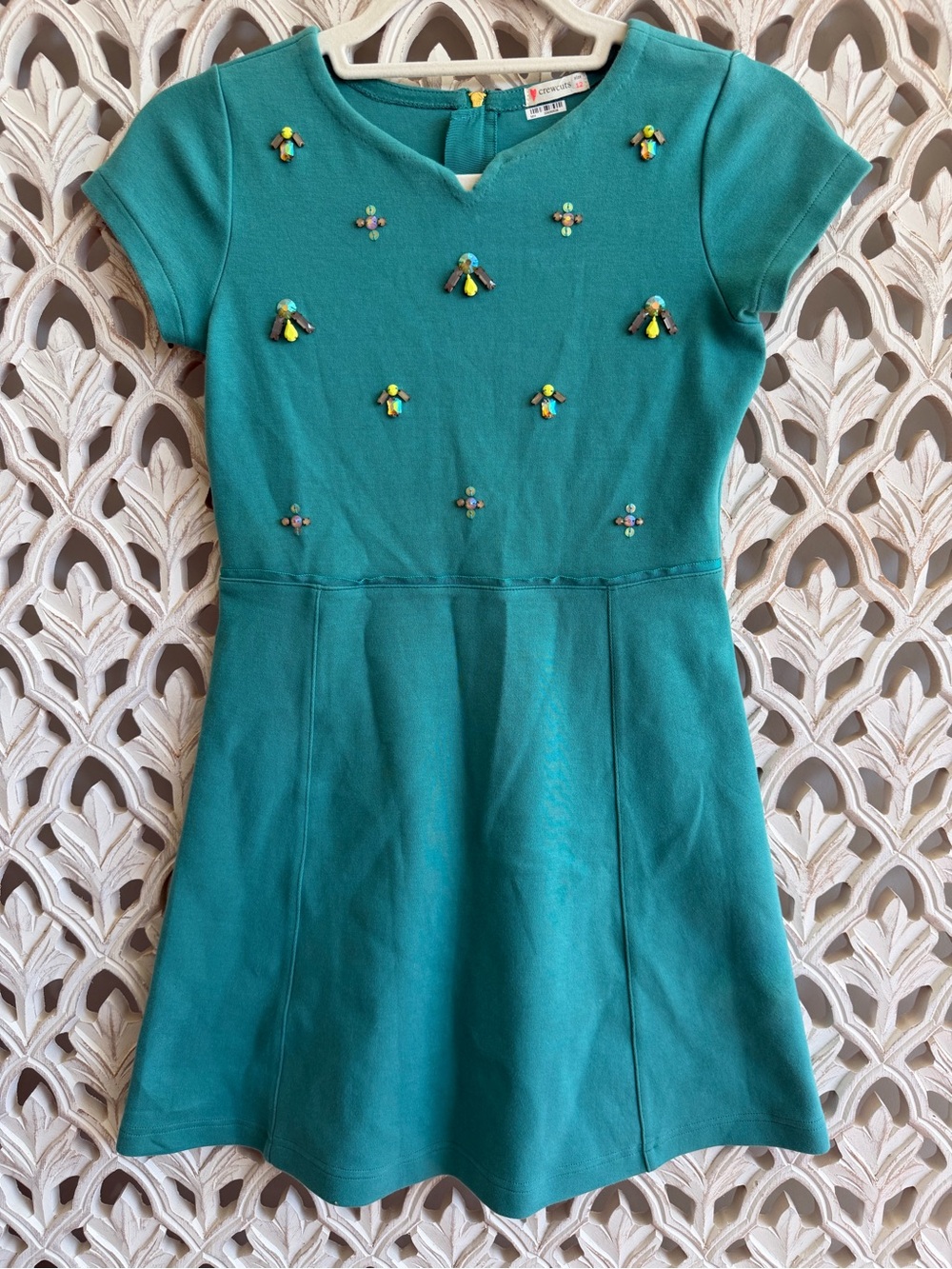 J.Crew Crewcuts Girls Size 12 Teal Jeweled Embellished Dress